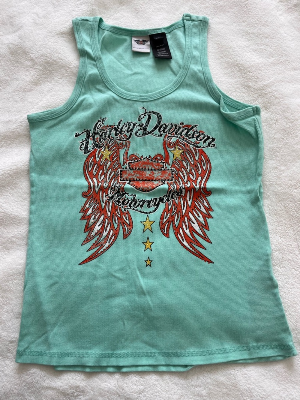 Harley-Davidson Mint Green Tank with Red Wing Graphic